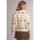 Tulip Print Sweater Cardigan