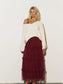 Polkadot Tulle Tiered Midi Skirt