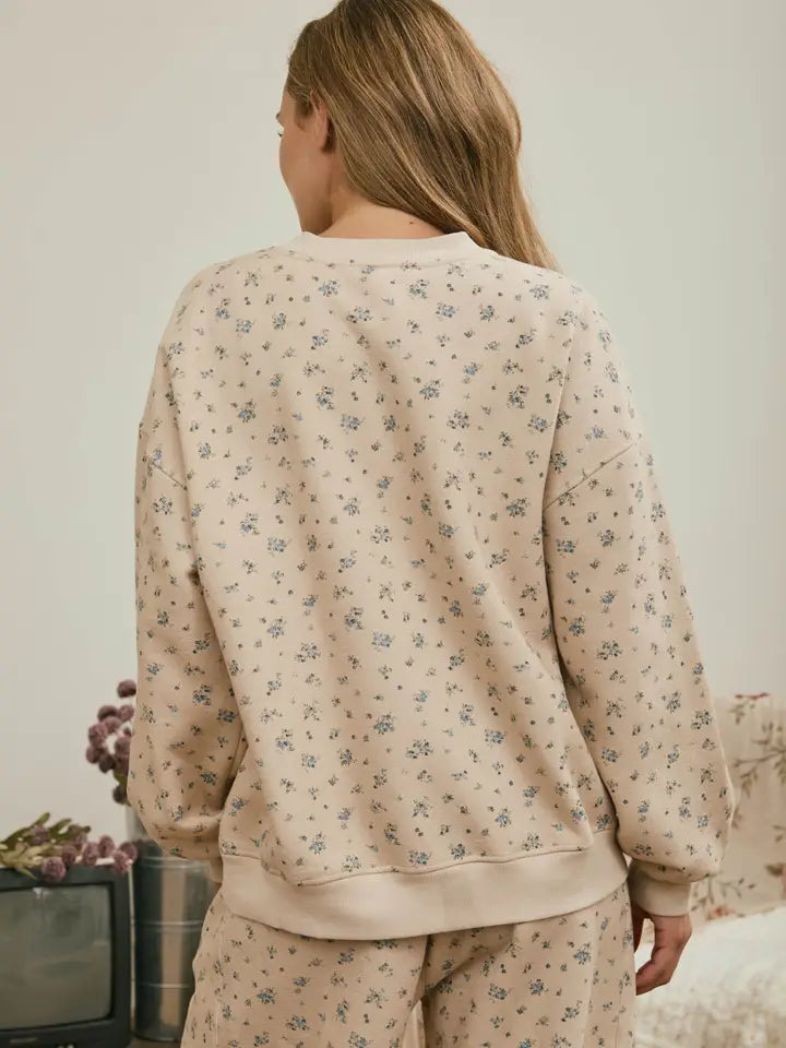 Ditsy Floral Boxy Crew Neck Sweatshirt