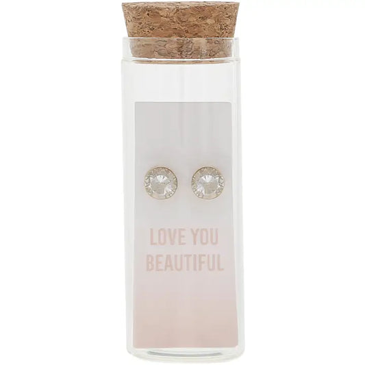 Love You Beautiful - 14K Gold Plated Earring in A Bottle