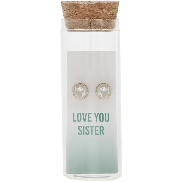 Love You Sister - 14K Gold Plated Earring in A Bottle