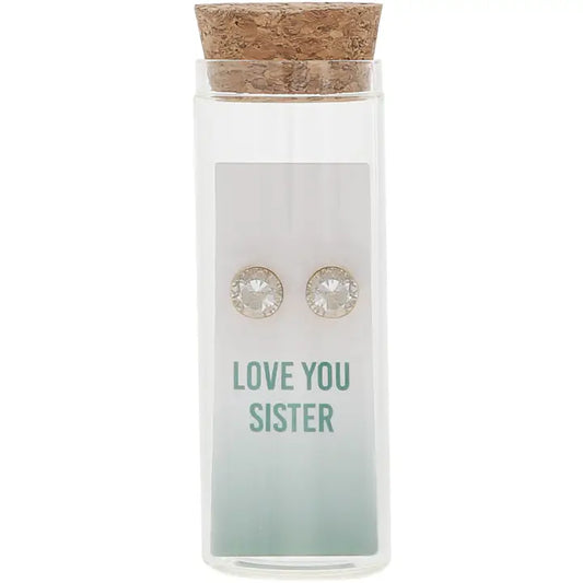Love You Sister - 14K Gold Plated Earring in A Bottle