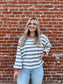 Kenna Stripe Sweatshirt in Grey