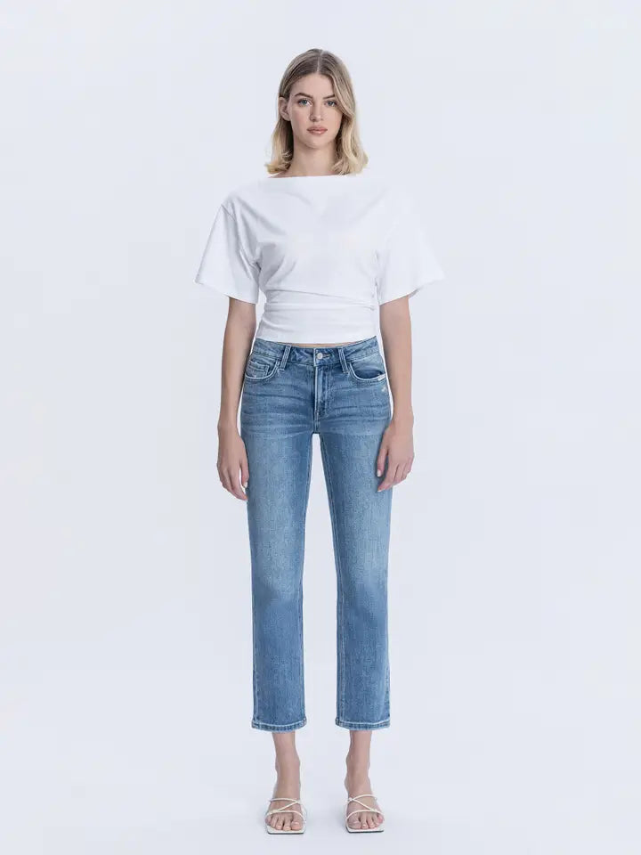 Mid Rise Ankle Slim Straight Jeans- ZESTFUL SYMPHONY