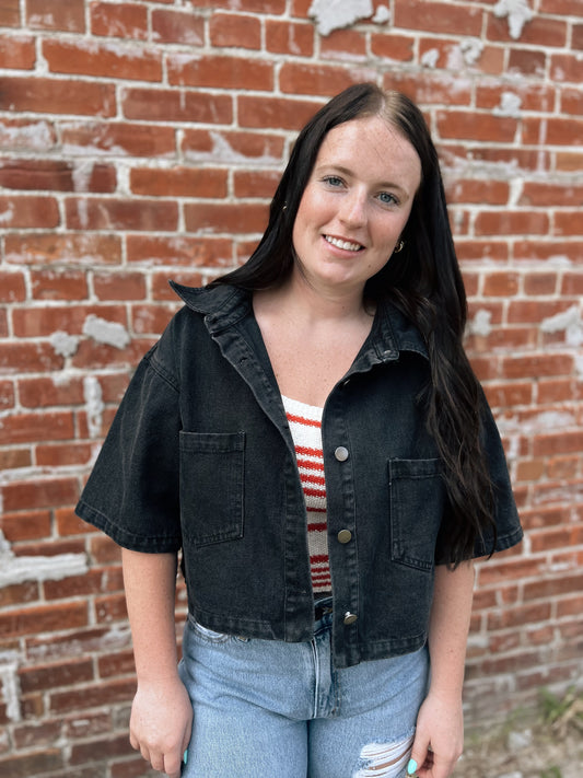 The Gabby Cropped Denim Jacket