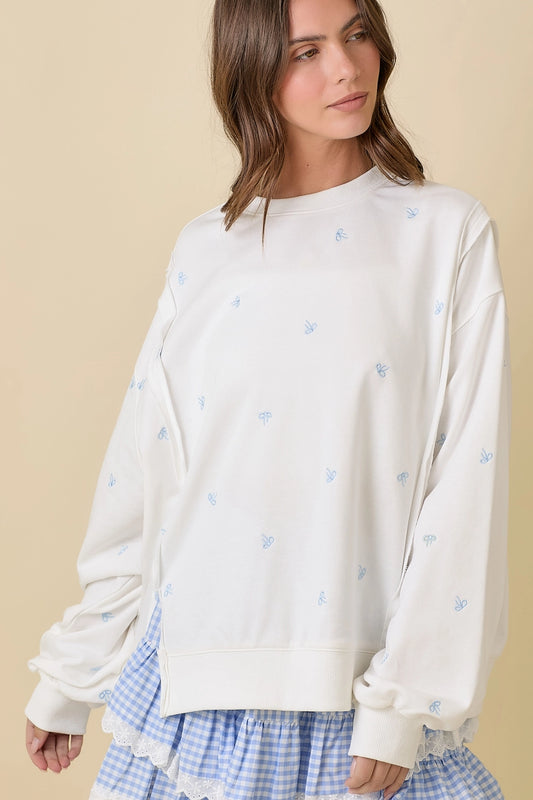 Dolly Up Ditsy Bow Crewneck
