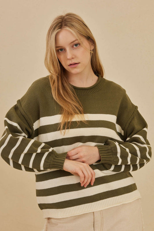 Taylor Olive Strip Sweater