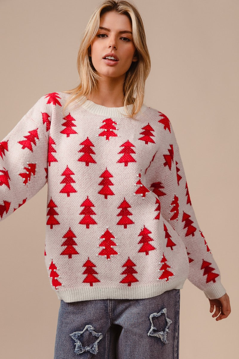 Pearl Tree Christmas Sweater