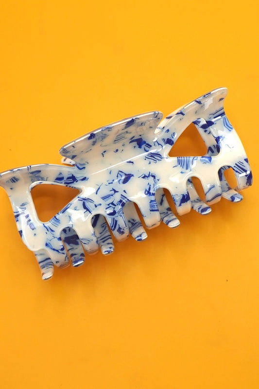 Vintage Toile Pattern Porcelain Hair Claw Clips