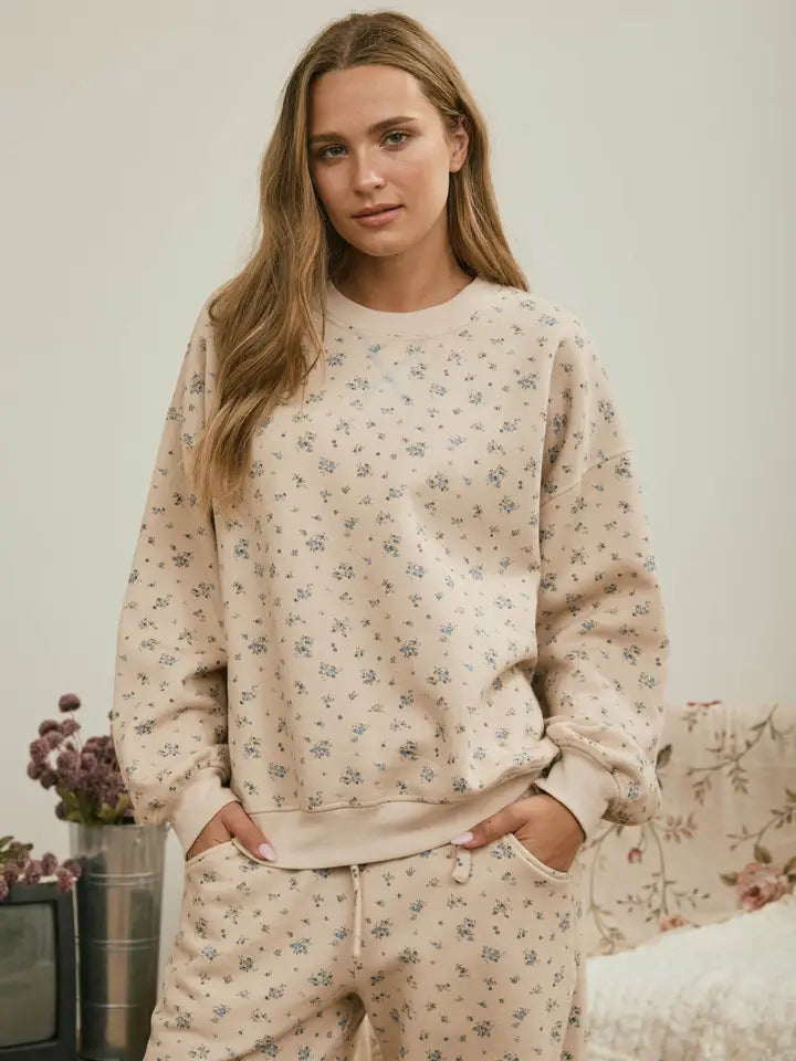 Ditsy Floral Boxy Crew Neck Sweatshirt