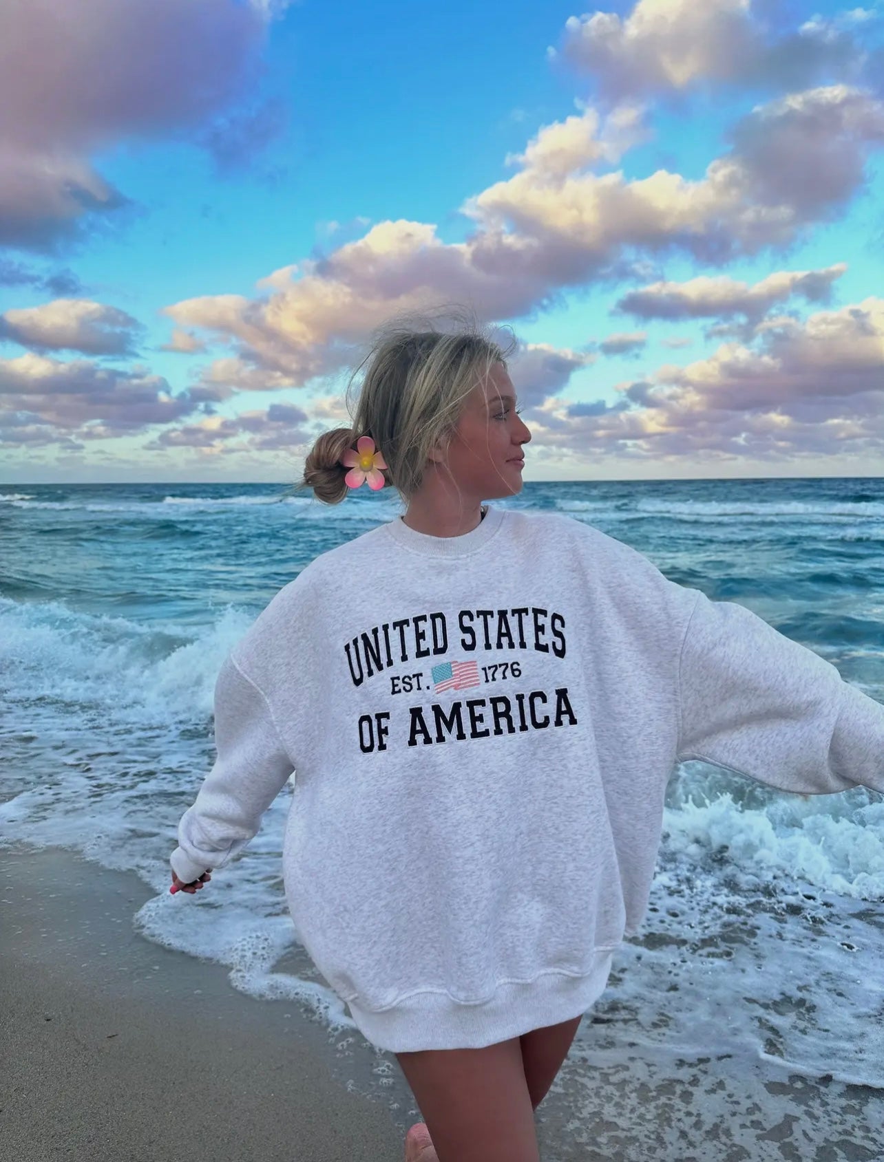 U.S.A Embroidered Flag Sweatshirt