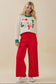 Red Wide Leg Denim Pants