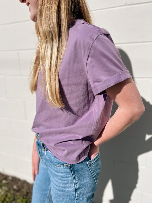 Mali Raw Hem Short Sleeve Top