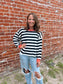 Kenna Stripe Sweatshirt in Black