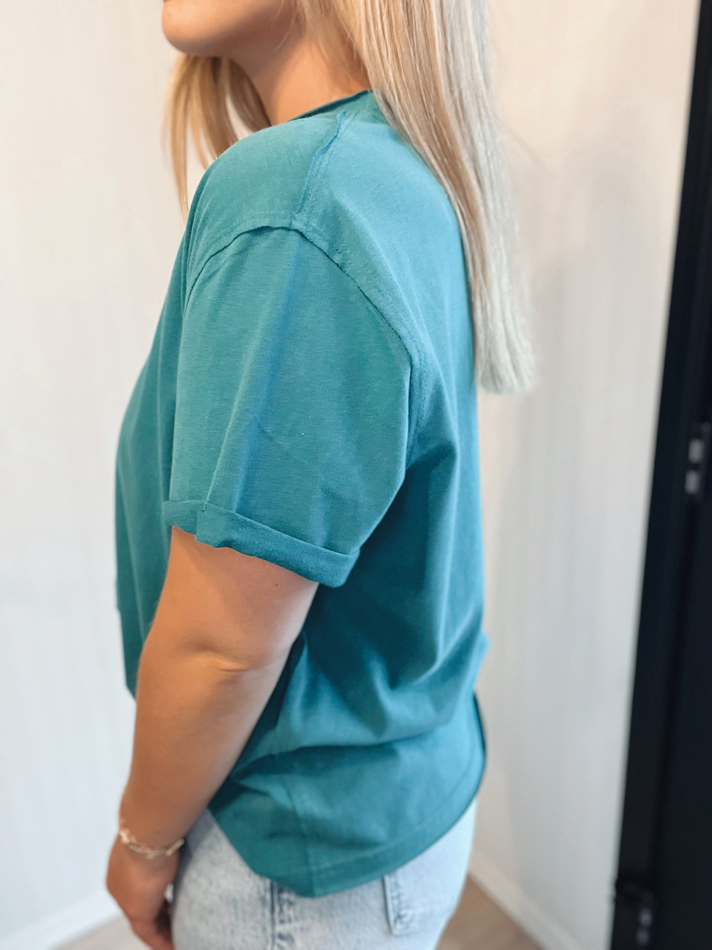 Mali Raw Hem Short Sleeve Top