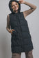 Black Hooded Long Vest