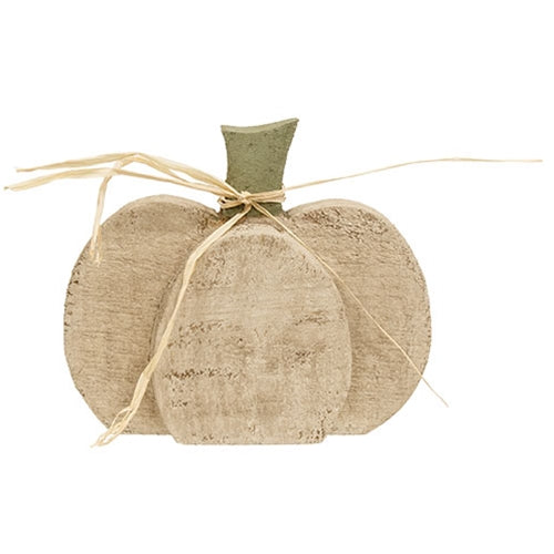 Rustic Wood Small Tan Chubby Pumpkin