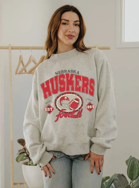 Nebraska Huskers Gridiron Weekend Edit Ash Gray Mock Neck Sweatshirt