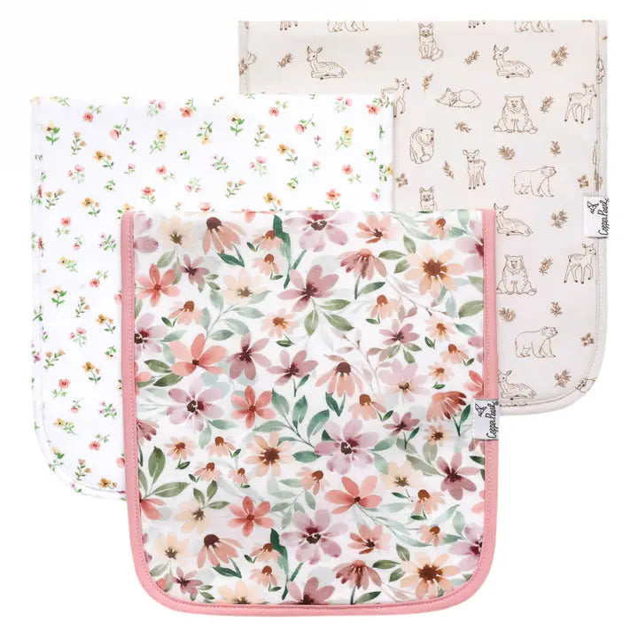 3 Pack Premium Burp Cloths - Natalie