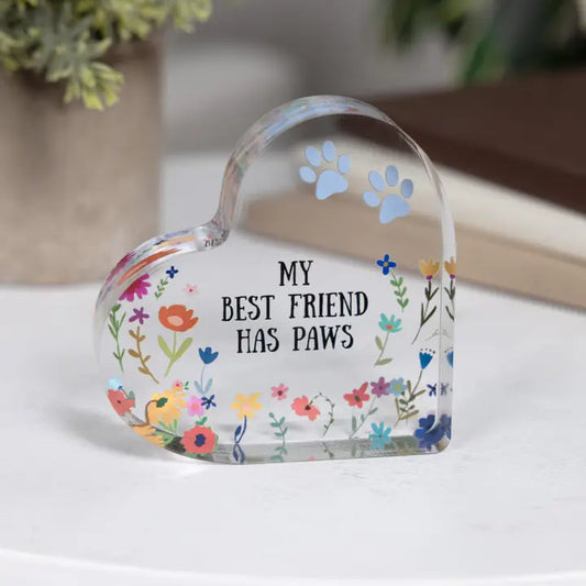 Paws - 3.5" Acrylic Heart Plaque