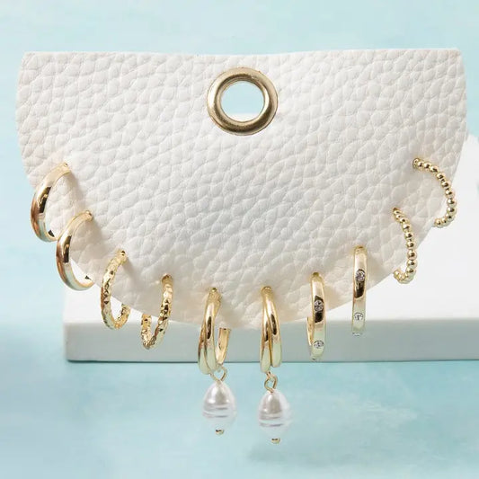 Set Of 5 Mixed Metallic Hoop Earrings