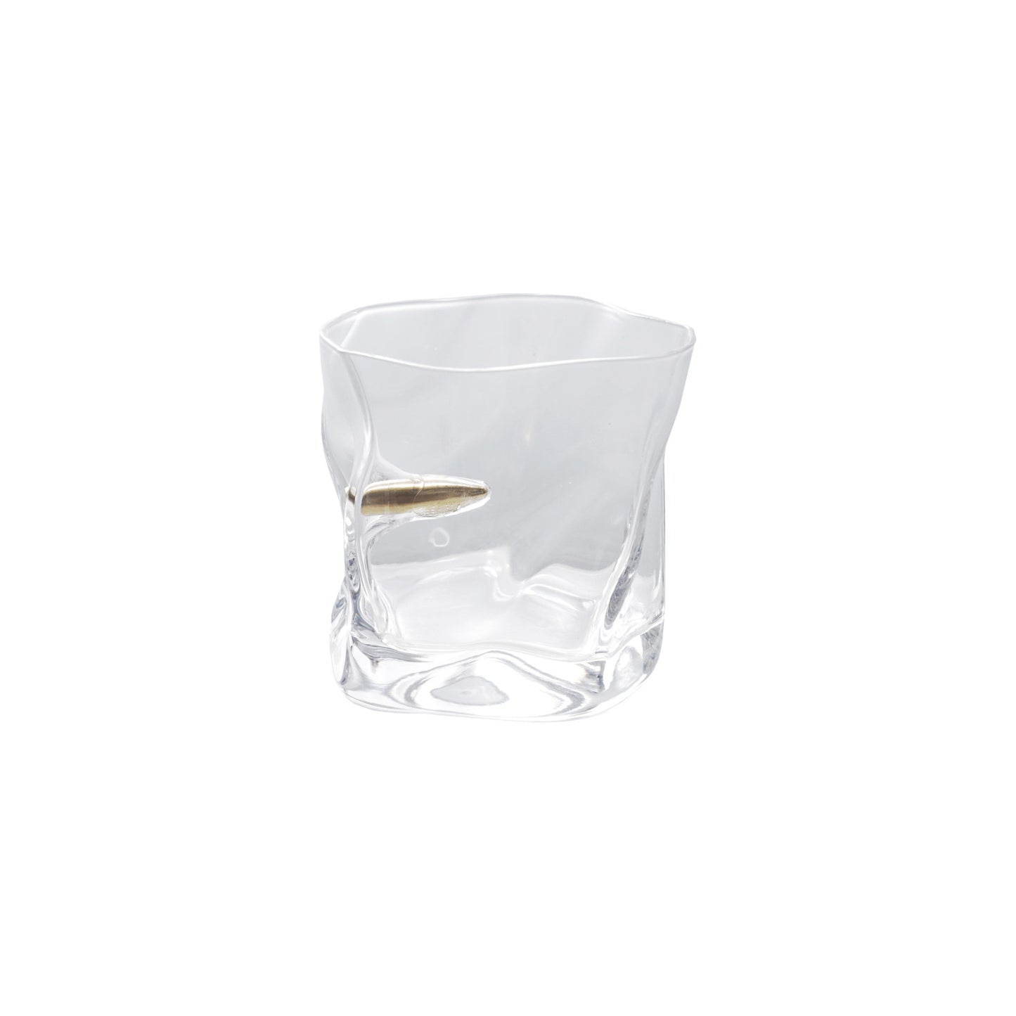 Textured Whiskey Glass w/ Embedded Gold Finish Bullet