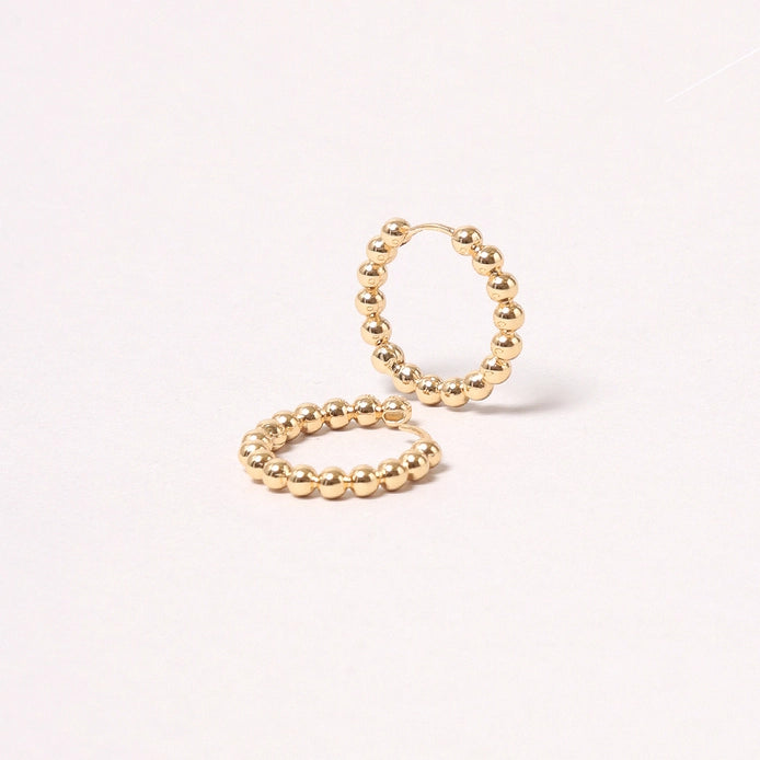 14K Gold-Dipped Ball Hoop Earring