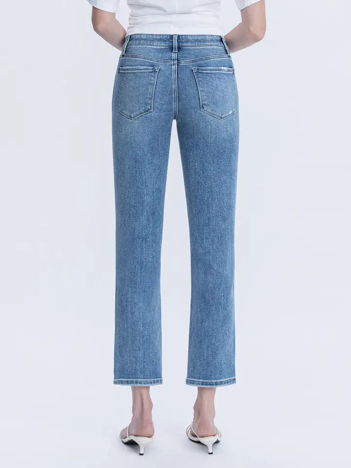 Mid Rise Ankle Slim Straight Jeans- ZESTFUL SYMPHONY