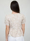 Floral Embroidery Tie Scalloped Top In Khaki