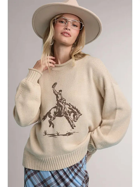 Rodeo Cowboy Western Graphic Sweater