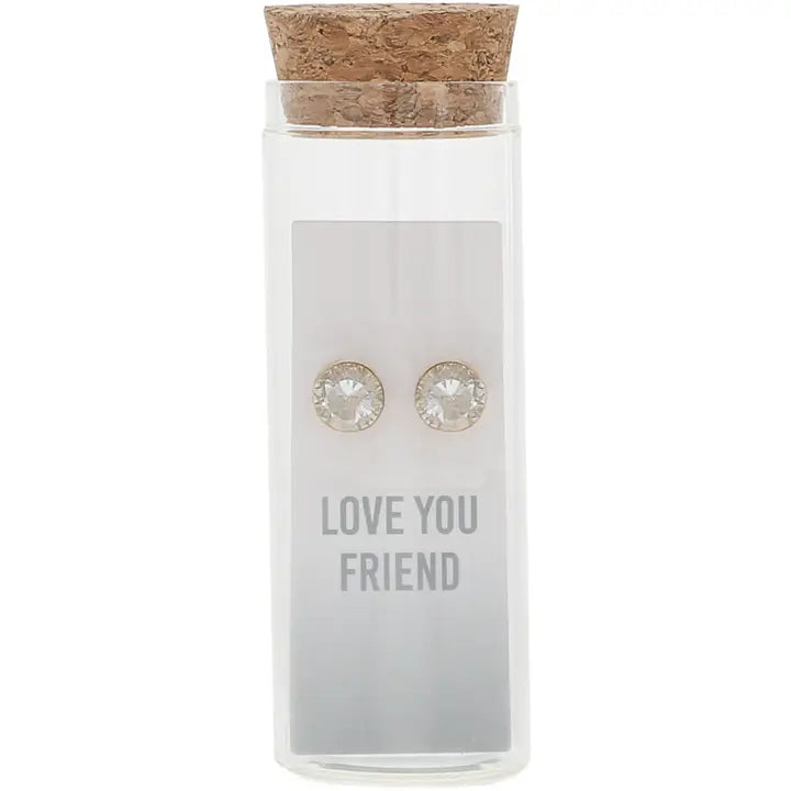 Love You Friend - 14K Gold Plated Earring in A Bottle