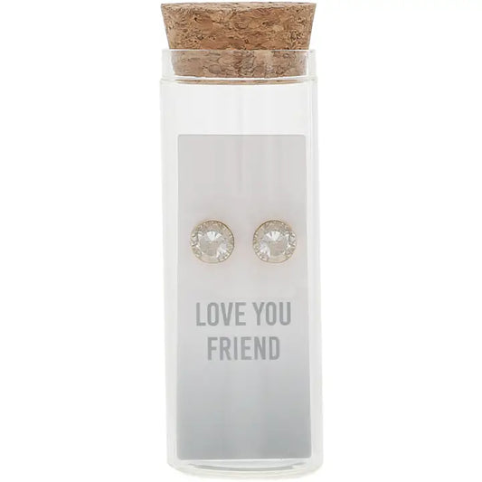 Love You Friend - 14K Gold Plated Earring in A Bottle