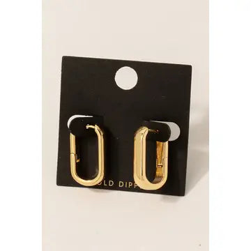 Gold Dipped Wide Oval Hinge Hoop Earrings