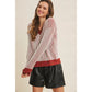 Two Tone Chenille Ribbed V-Neck Sweater