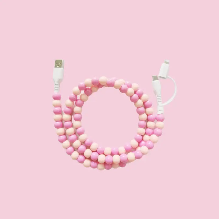 Solid Beaded Data Cable 2 in 1 Type-C To ip15