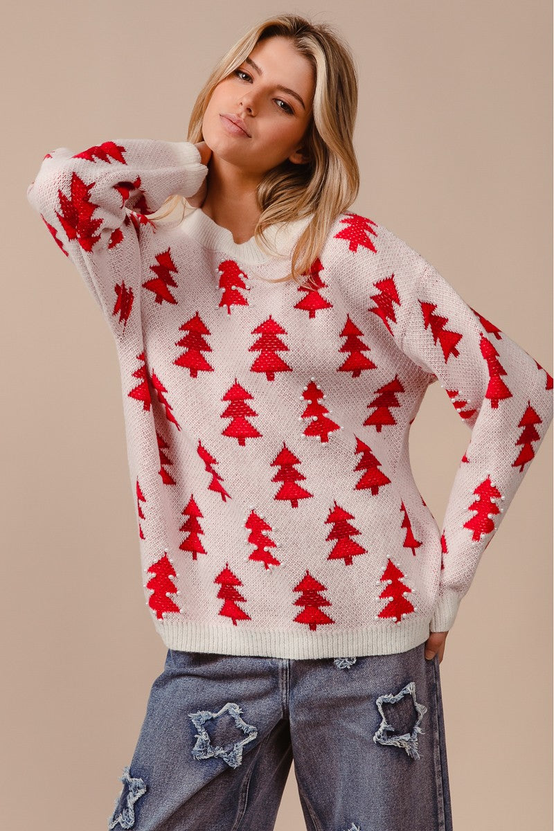 Pearl Tree Christmas Sweater