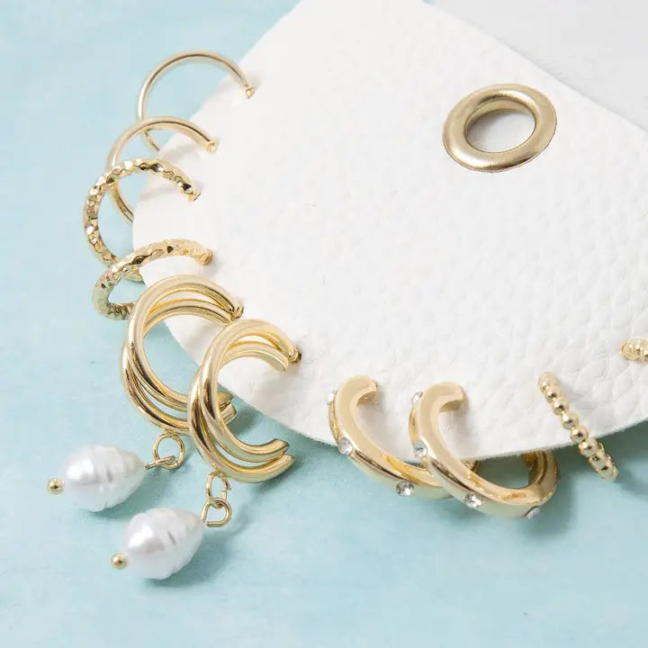Set Of 5 Mixed Metallic Hoop Earrings