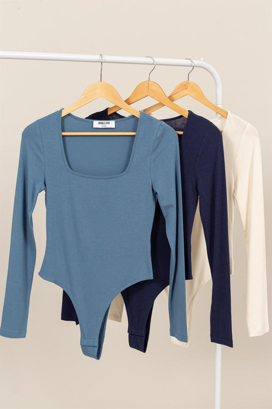 SQUARE NECK LONG SLEEVE BODYSUIT