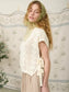 Side Tie Crochet Sweater In Cream