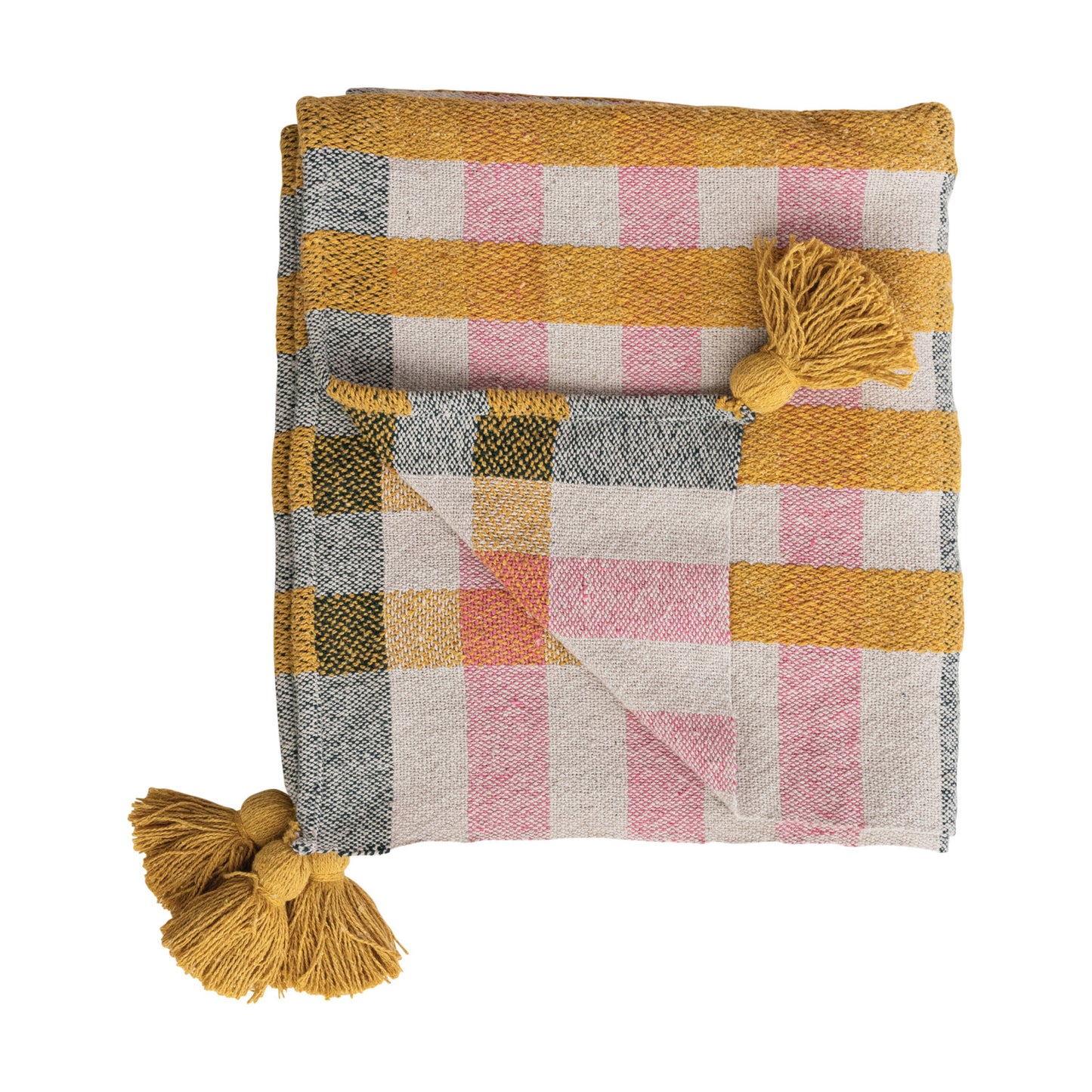 Woven Plaid Throw w/ Tassels