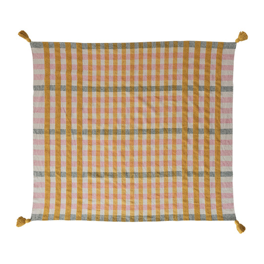 Woven Plaid Throw w/ Tassels