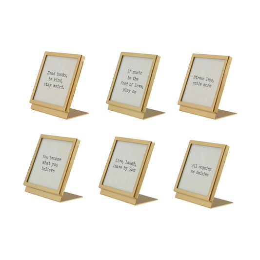 Metal & Glass Frame with Easel & Saying, Gold Finish