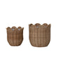 Hand-Woven Rattan Scalloped Planters with Plastic Lining