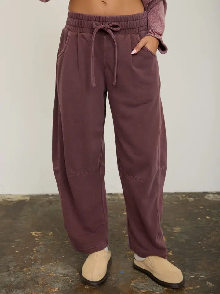 Wide Leg Sweatpants In Maroon
