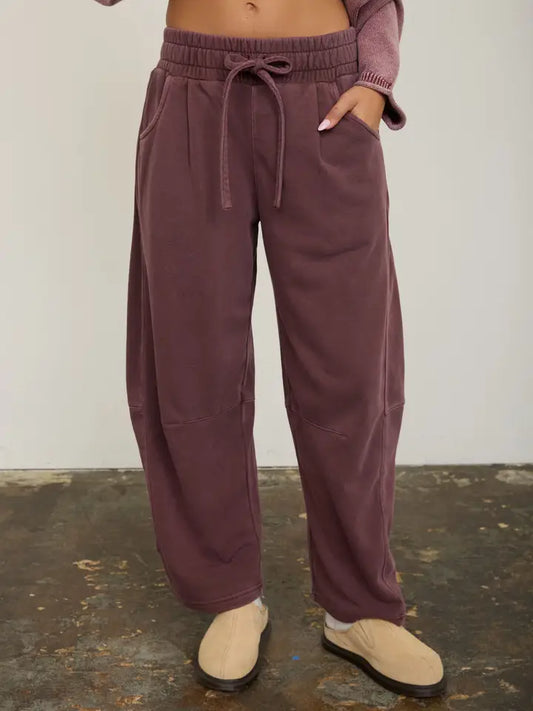 Wide Leg Sweatpants In Maroon