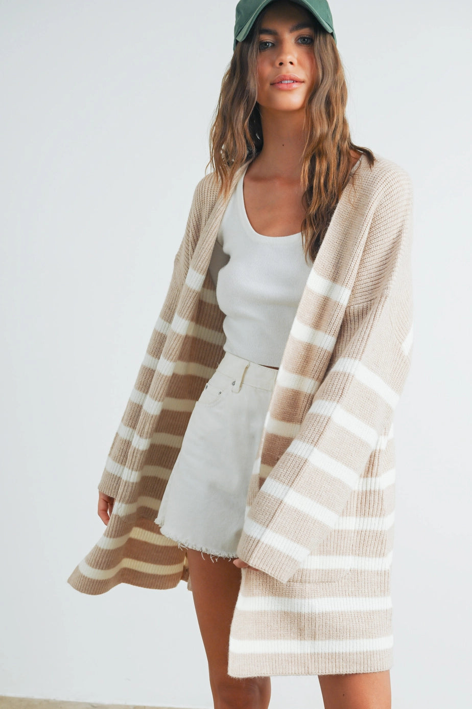 Knitted Stripe Maxi Cardigan