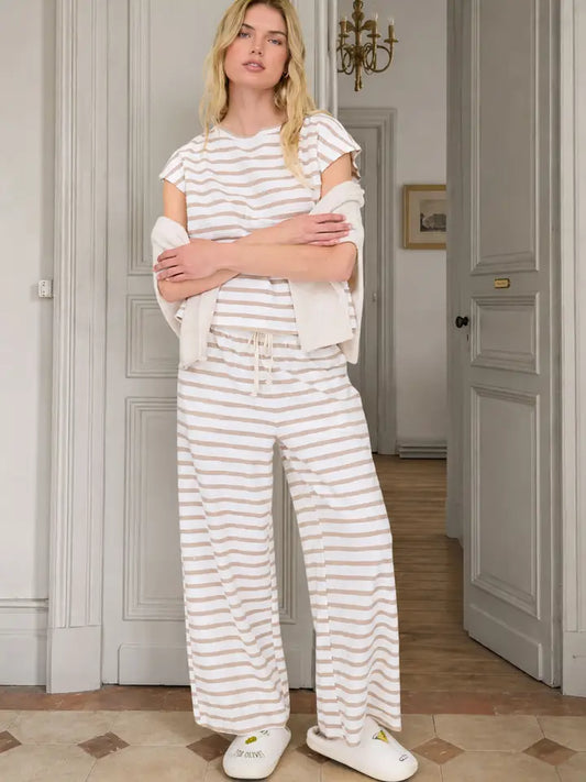 Stripe Knit Top In Khaki