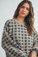 Checkered Oversized Sweater In Taupe/ Olive