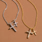 Pave Double Cross Pendant Necklace
