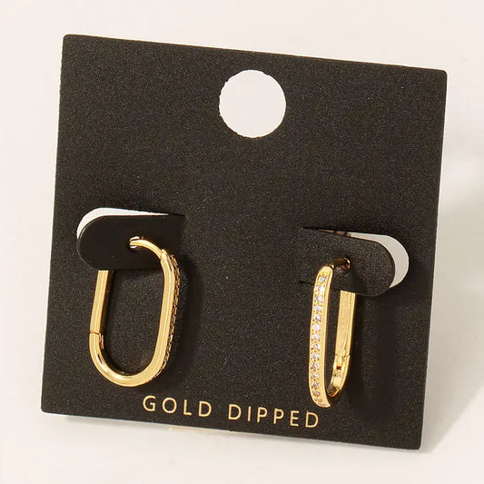 Gold Dipped Oval Hoop Earrings